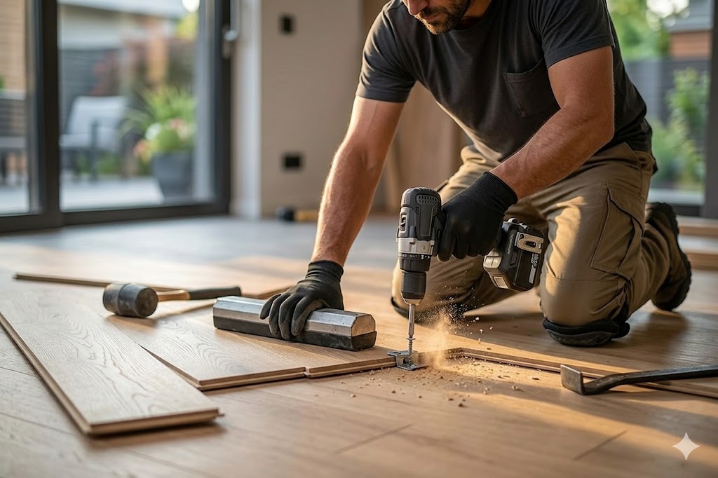 Pose d'un parquet flottant dans une maison par HM multiservices à Agen et les alentours